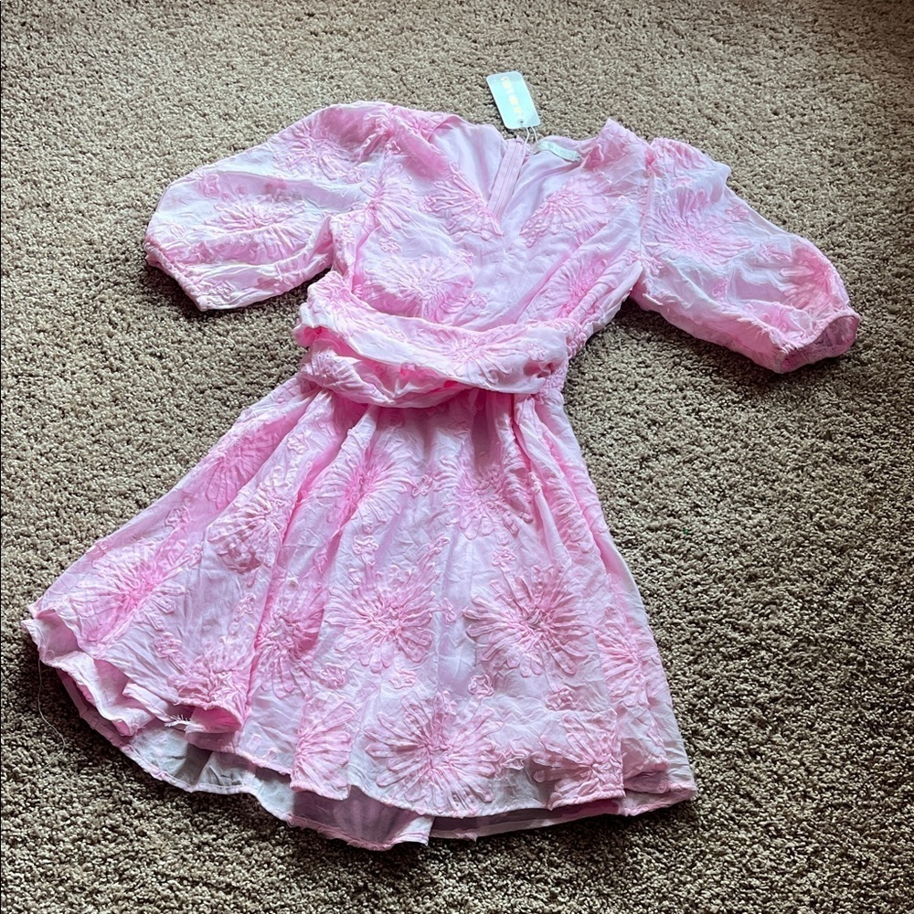 Elegant Pink Floral Mini Dress